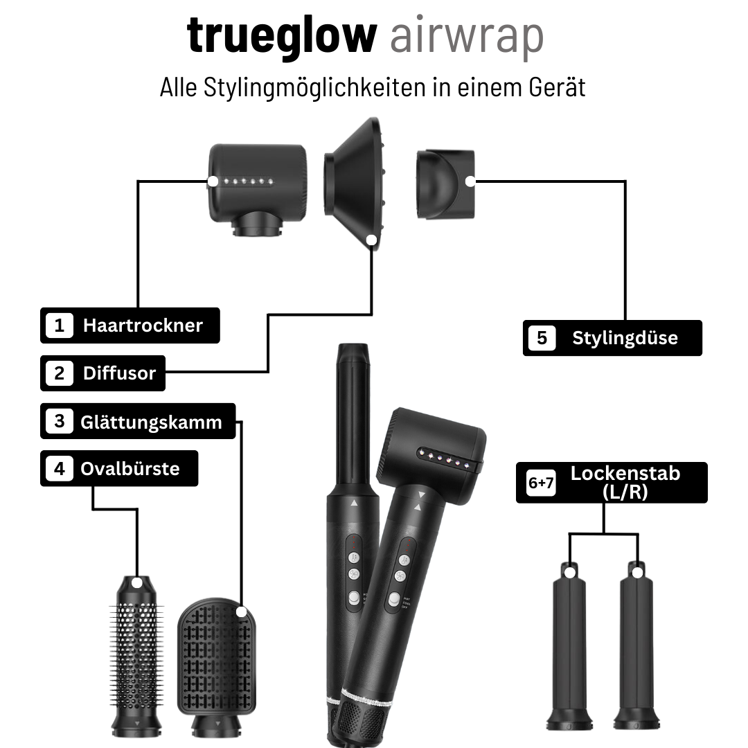 Weihnachten Deal - TrueGlow's - 7 in 1 Luxus-Haarstyler