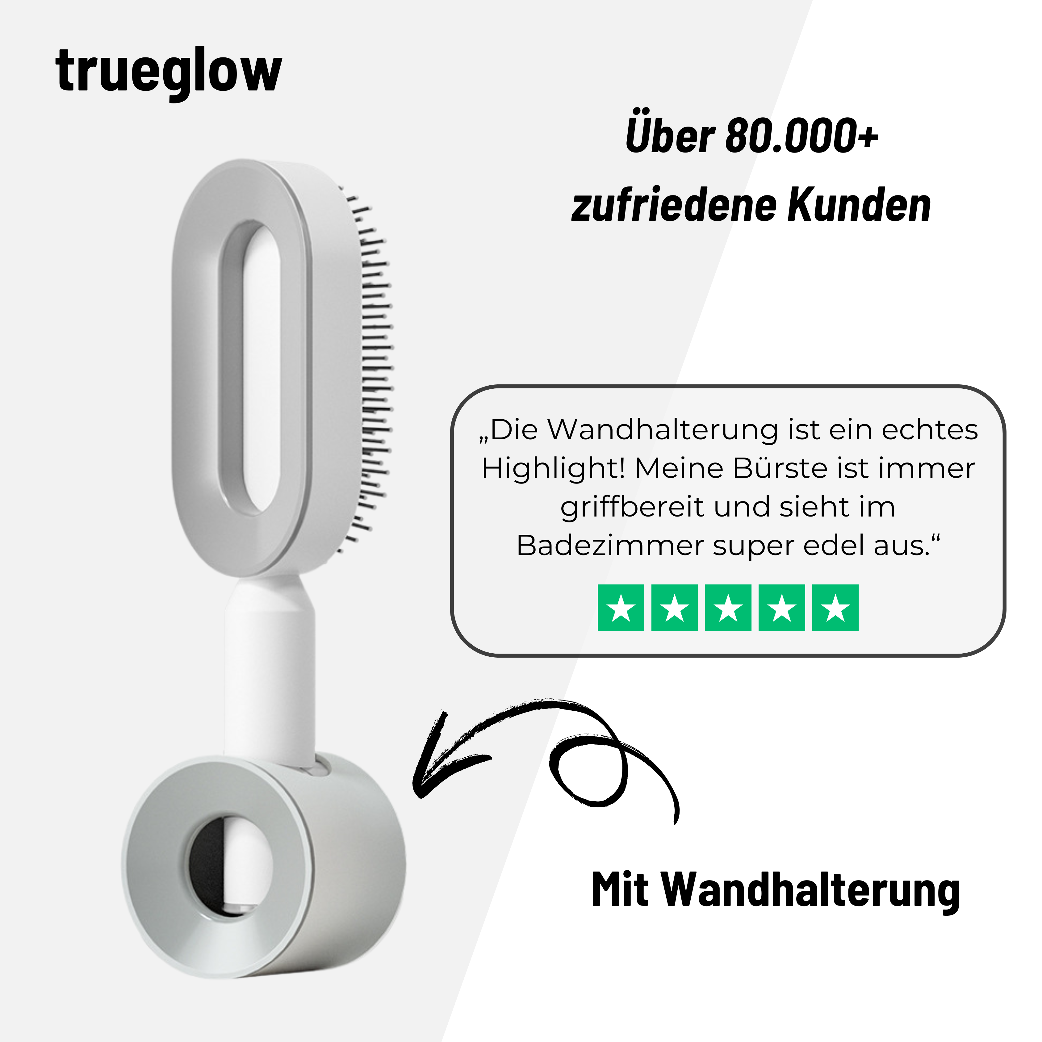 trueglow - Zelfreinigende Luxe Haarborstel