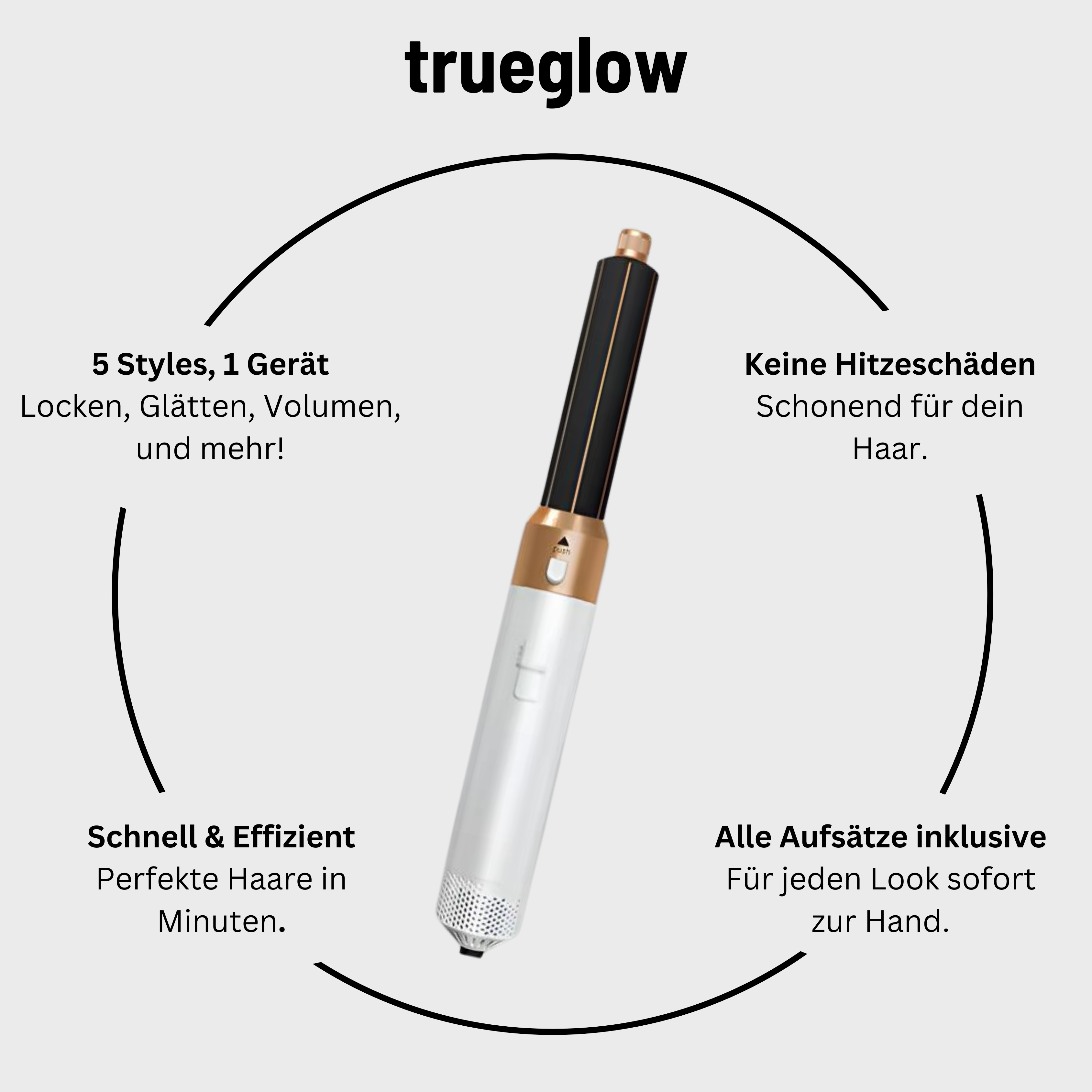 (Geheime Verkoop) - Trueglow's - 5 in 1 Luxe Haarstyler